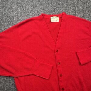 Lord Jeff Cardigan Sweater Mens Sz XL Long‎ Sleeve Red Orlon USA Grandpacore Vtg